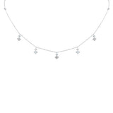 .70ct G SI 14K White Gold Diamond & Aquamarine Gemstone Necklace 16" + 2" Ext