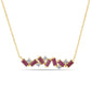 <span style="color:purple">SPECIAL!</span> 1.14ct G SI 14K Yellow Gold Diamond & Ruby Bar Pendant Necklace  14" + 2" Ext