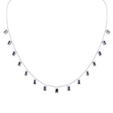 2.50ct G SI 14K White Gold Blue Sapphire Gemstone Necklace 16" + 2" Ext