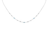 <span style="color:purple">SPECIAL!</span>  .50ct G SI 14K White Gold Diamond & Aquamarine Gemstone Necklace 16" + 2" Ext