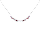 <span>GEMSTONE   CLOSEOUT! </span>1.96ct G SI 14K White Gold Diamond & Pink Tourmaline Dangling Necklace 16" + 2" Ext