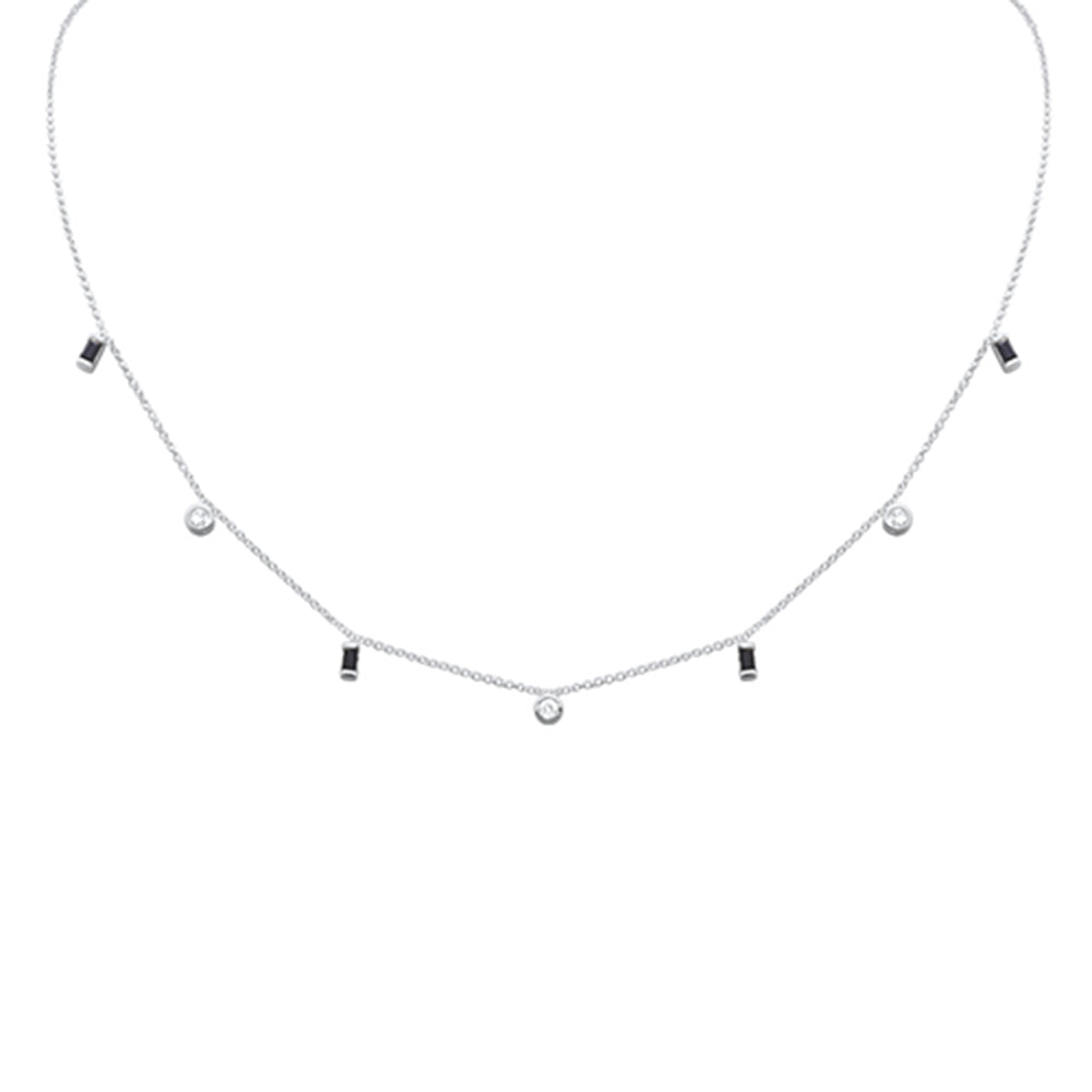 <span>DIAMOND CLOSEOUT! </span>  .65ct G SI 14K White Gold Diamond & Blue Sapphire Gemstone Necklace 16" + 2" Ext