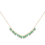 1.60ct G SI 14K Yellow Gold Diamond & Emerald Gemstone Drop Necklace 16" + 2" Ext