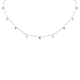 .80ct G SI 14K White Gold Diamond & Aquamarine Gemstone Necklace 16" + 2" Ext