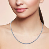 <span style="color:purple">SPECIAL!</span> 3.96ct G SI 14K White Gold Blue Sapphire Tennis Necklace 14+2" Ext