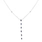 .07ct,.86ct G SI 14K White Gold Diamond Blue Sapphire Drop Pendant Necklace 16+2" Ext