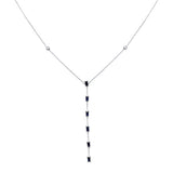 <span>DIAMOND CLOSEOUT! </span> .93ct G SI 14K White Gold Diamond Blue Sapphire Drop Pendant Necklace 16+2" Ext