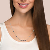 <span style="color:purple">SPECIAL!</span> 1.46ct G SI 14K White Gold Blue Sapphire Pendant Necklace 16+2" Ext