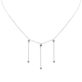 <span>DIAMOND CLOSEOUT! </span> .17ct G SI 14K White Gold Aquamarine Dangling Necklace 16+2" Ext