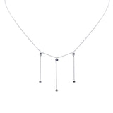 <span>DIAMOND CLOSEOUT! </span> .20ct G SI 14K White Gold Blue Sapphire Dangling Necklace 16+2" Ext