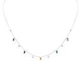 <span>DIAMOND CLOSEOUT! </span> .88ct G SI 14K White Gold Diamond & Multi Color Gemstone Necklace 16+2" Ext