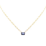 <span>DIAMOND CLOSEOUT! </span> 3.00ct G SI 14K Yellow Gold Blue Sapphire Paperclip Necklace 14 + 2" Ext