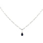 <span style="color:purple">SPECIAL!</span> 1.10ct G SI 14K White Gold Blue Sapphire Paperclip Necklace 14 + 2" Ext