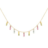 <span>GEMSTONE CLOSEOUT! </span>  2.76ct G SI 14K Yellow Gold Diamond Multi Color Necklace 16 + 2" Ext