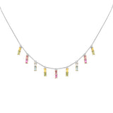 2.76ct G SI 14K White Gold Multi Color Gemstone Necklace 16 + 2" Ext