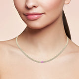 <span style="color:purple">SPECIAL!</span> 1.93ct G SI 14K Yellow Gold Diamond & Pink Sapphire Cuban Chain Necklace 13+3" Ext