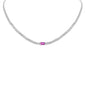 <span style="color:purple">SPECIAL!</span> 1.78ct G SI 14K White Gold Diamond & Pink Sapphire Cuban Chain Necklace 13+3" Ext