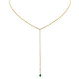 <span style="color:purple">SPECIAL!</span>5.85ct G SI 14K Yellow Gold Diamond Emerald Drop Tennis Necklace 14+4" Long