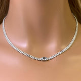 <span style="color:purple">SPECIAL!</span> 2.19ct G SI 14K White Gold Aquamarine Gemstone & Diamond Cuban Necklace 13+3" Long