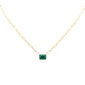 <span style="color:purple">SPECIAL!</span> 2.00ct G SI 14K Yellow Gold Green Emerald Gemstone Paperclip Necklace 14 + 2" Ext