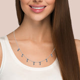 <span style="color:purple">SPECIAL!</span> 2.72ct G SI 14K White Gold Blue Sapphire Necklace 16 + 2" Ext