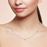 <span>DIAMOND CLOSEOUT! </span> .37ct G SI 14K White Gold Diamond & Blue Sapphire Pendant Necklace 16 + 2" Ext