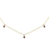 .65ct G SI 14K Yellow Gold Diamond & Ruby Pendant Necklace 16 + 2" Ext
