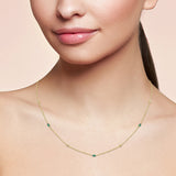 .33ct G SI 14K Yellow Gold Diamond & Emerald Pendant Necklace 16 + 2" Ext