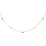 .33ct G SI 14K Yellow Gold Diamond & Emerald Pendant Necklace 16 + 2" Ext