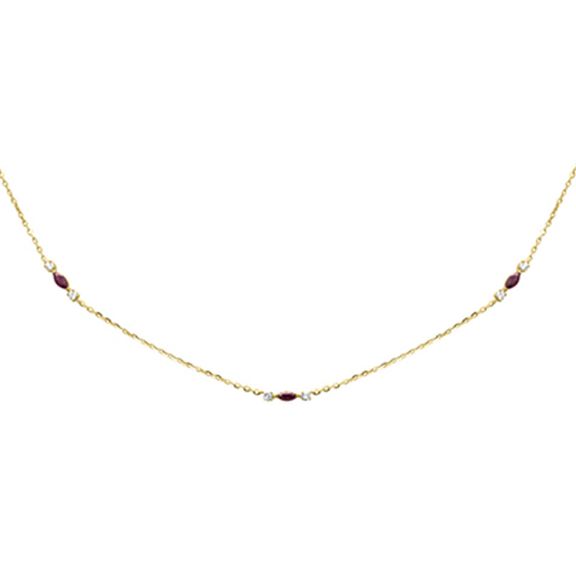 .34ct G SI 14K Yellow Gold Diamond & Ruby Pendant Necklace 16 + 2" Ext