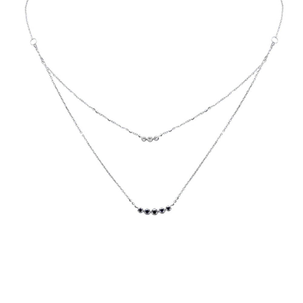 Collar con colgante de oro blanco de 14K con diamante de 0,29 qt G SI y zafiro azul de 16 + 2" (extensión)