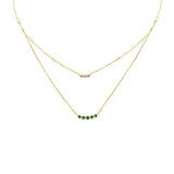 <span style="color:purple">SPECIAL!</span> .14ct G SI 14K Yellow Gold Diamond & Emerald Pendant Necklace 16 + 2" Ext