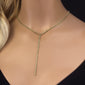 <span style="color:purple">SPECIAL!</span> 2.48ct G SI 14K Yellow Gold Emerald Gemstone Lariat Tennis Necklace 14 + 4" Ext