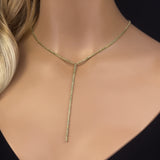 <span style="color:purple">SPECIAL!</span> 2.48ct G SI 14K Yellow Gold Emerald Gemstone Lariat Tennis Necklace 14 + 4" Ext