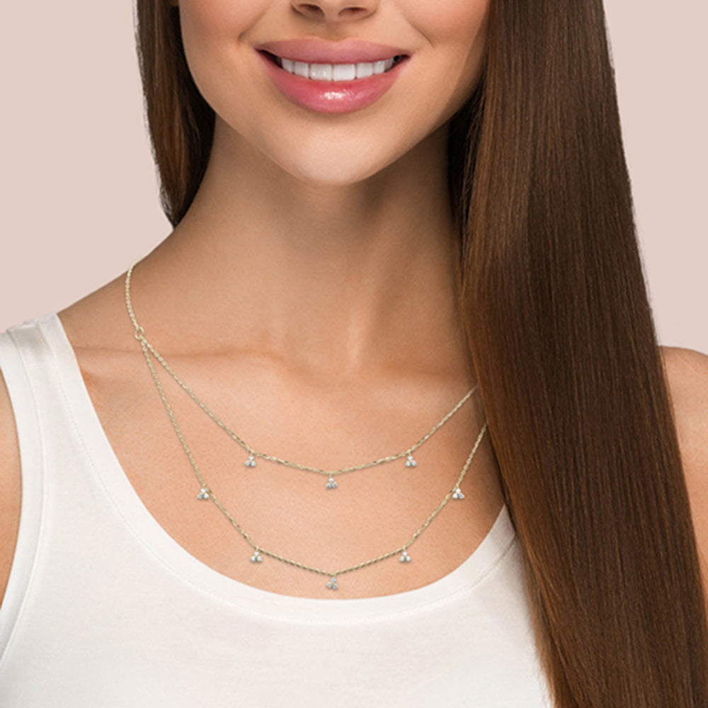 Teeny Dangling Diamond Bead Chain Necklace – STONE AND, 45% OFF