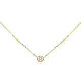.13ct G SI 14K Yellow Gold Diamond Round Pendant Necklace 16+2" Long