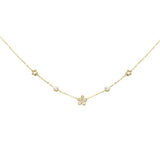 .09ct G SI 14K Yellow Gold Diamond Flower Pendant Necklace 16+2" Long