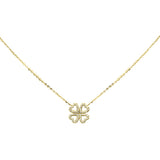 <span style="color:purple">SPECIAL!</span> .18ct G SI 14K Yellow Gold Diamond Clover Leaf Pendant Necklace 16+2" Long
