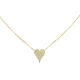 .24ct G SI 14K Yellow Gold Diamond Heart Pendant Necklace 16+2" Long