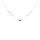 .36ct G SI 14K White Gold Diamond & Blue Sapphire Pendant Necklace 16 + 2" Ext