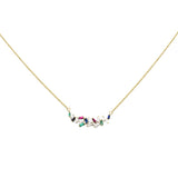 .66ct G SI 14K Yellow Gold Diamond & Multi Color Pendant Necklace 18"Long