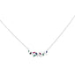 <span style="color:purple">SPECIAL!</span> .66ct G SI 14K White Gold Diamond & Multi Color Gemstone Pendant Necklace 18" Long