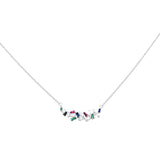<span style="color:purple">SPECIAL!</span> .66ct G SI 14K White Gold Diamond & Multi Color Gemstone Pendant Necklace 18" Long