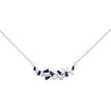 .80ct G SI 14K White Gold Diamond & Blue Sapphire Pendant Necklace 18"Long
