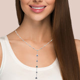 <span style="color:purple">SPECIAL!</span> 1.43ct G SI 14K White Gold Blue Sapphire Lariat Necklace 16 + 2" Ext