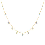 <span style="color:purple">SPECIAL!</span>.60ct G SI 14K Yellow Gold Diamond & Aquamarine Pendant Necklace 16 + 2" Ext