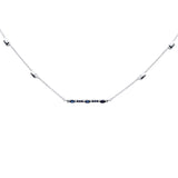 1.07ct G SI 14K White Gold Blue Sapphire Gemstone Pendant Necklace 16 + 2" Ext
