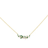 <span style="color:purple">SPECIAL!</span> .47ct G SI 14K Yellow Gold Diamond & Emerald Gemstone Pendant Necklace 18" Long
