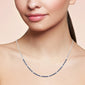 <span style="color:purple">SPECIAL!</span> 2.96ct G SI 14K White Gold Diamond & Blue Sapphire Gemstone Paperclip Tennis Necklace 16 + 1" Long