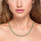 <span style="color:purple">SPECIAL!</span> 9.22ct G SI 14K Yellow Gold Diamond & Emerald Dangling Necklace 18" Long